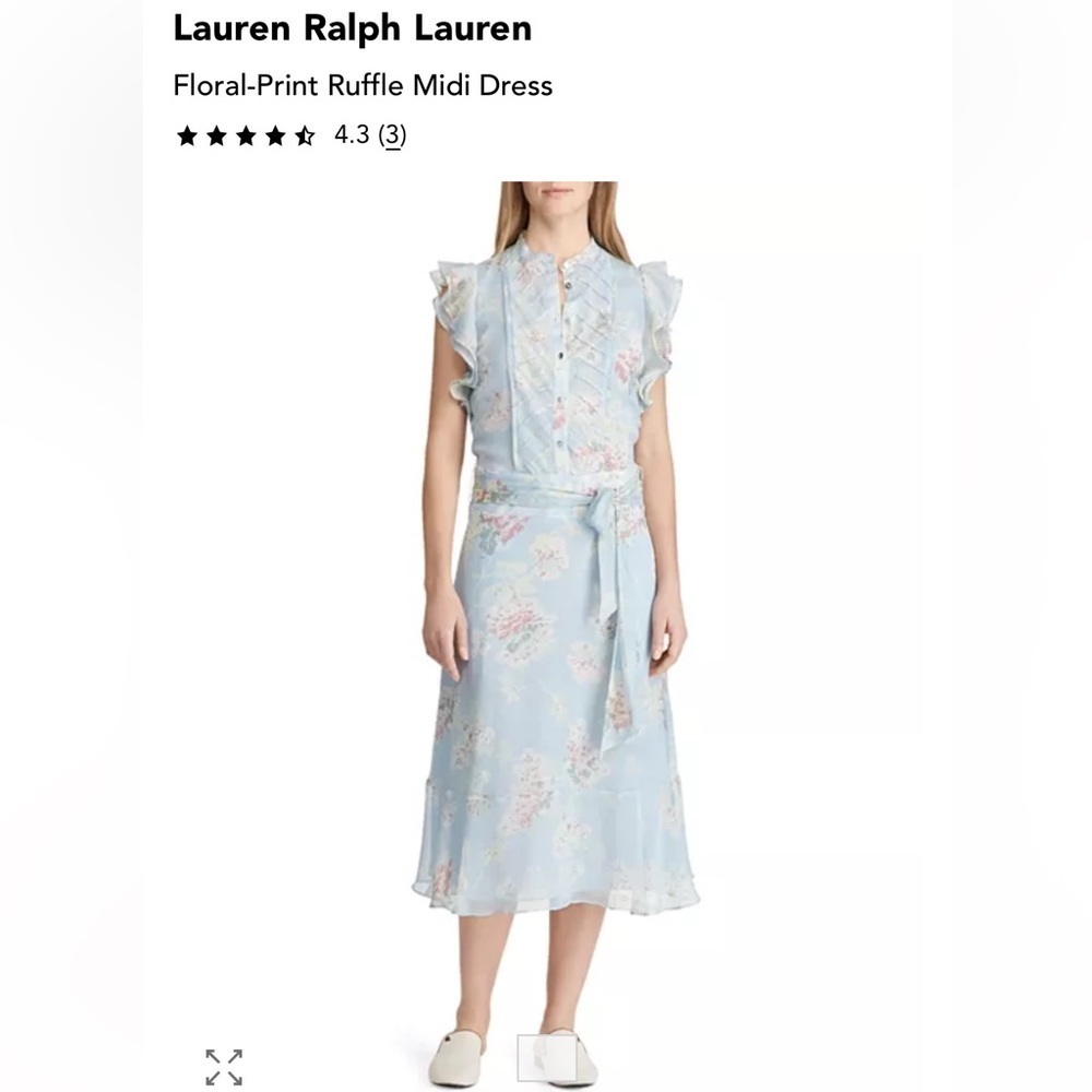 Lauren Ralph Lauren Floral-Print Ruffle Midi Dress size 8